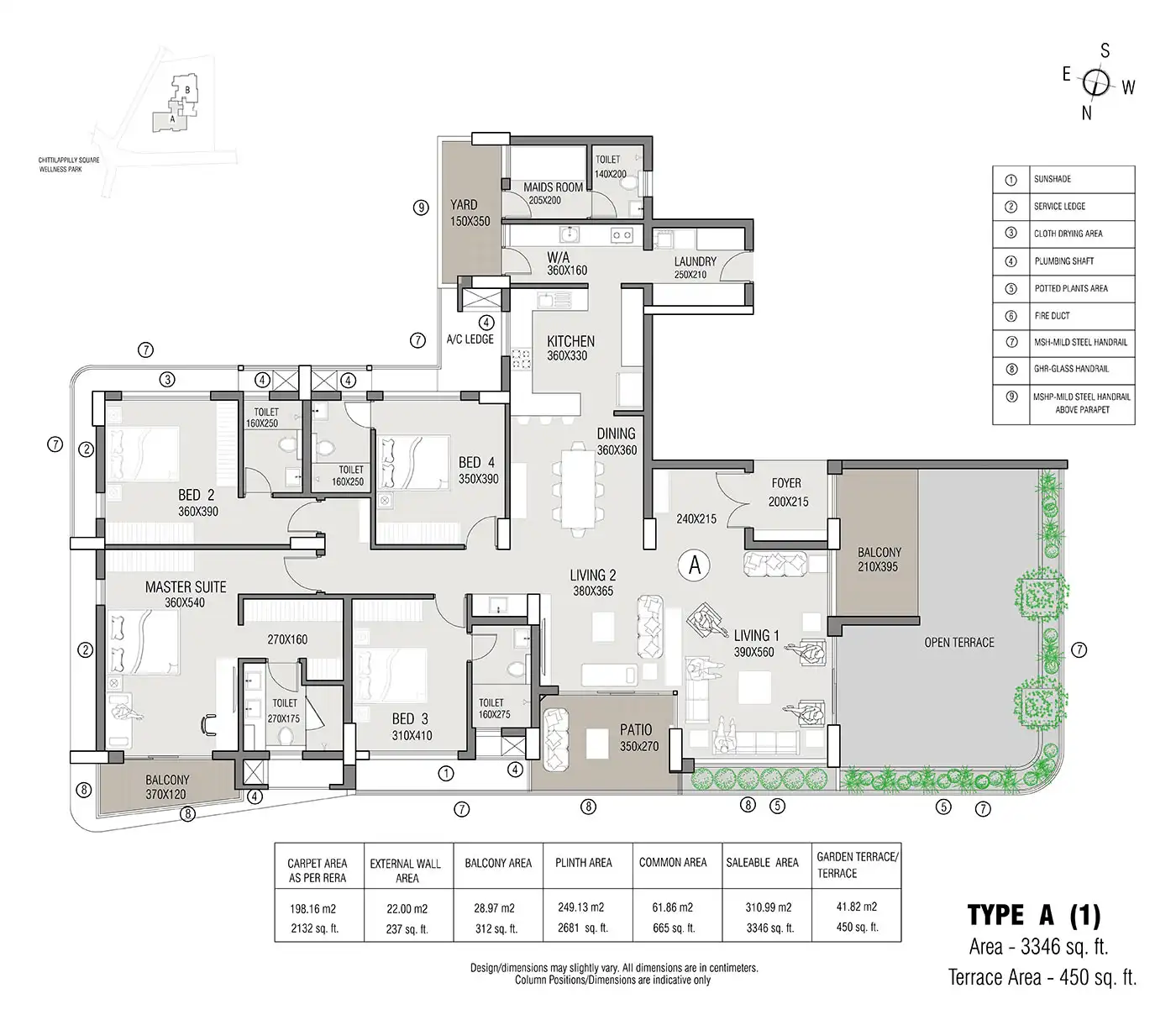 2 BHK floor plan design Sobha Pisoli