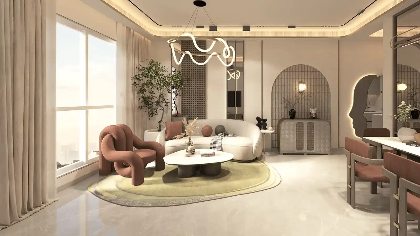 Spacious living room interior Sobha Pisoli Pune